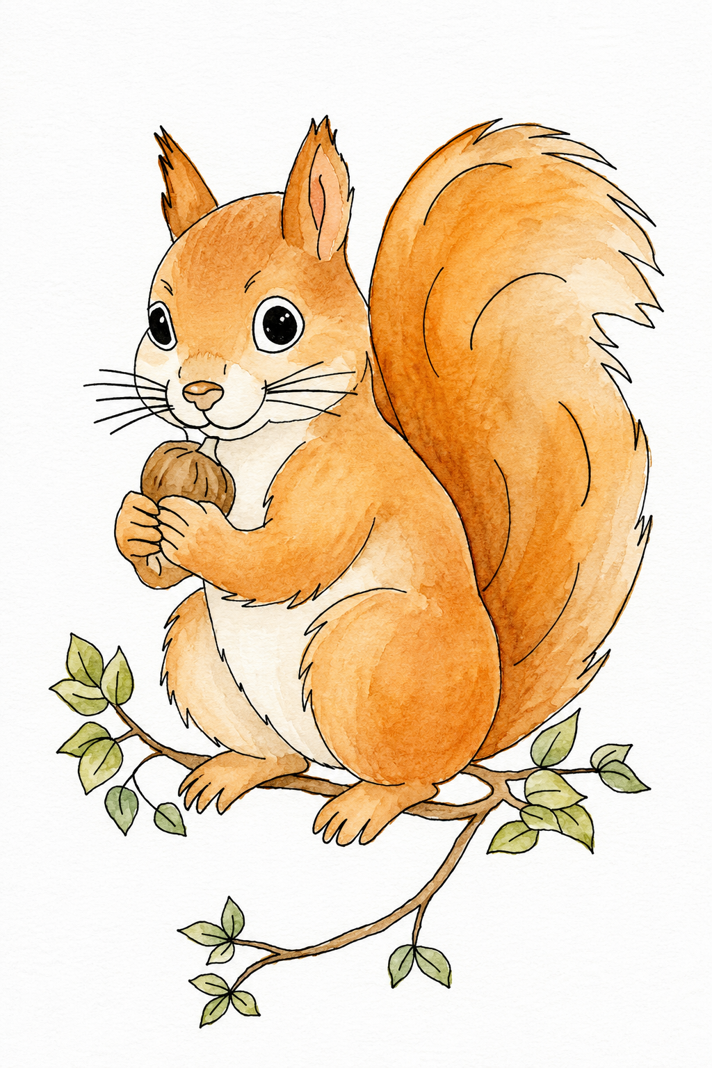 Woodland Acorn Keeper watercolor artwork example for color inspiration