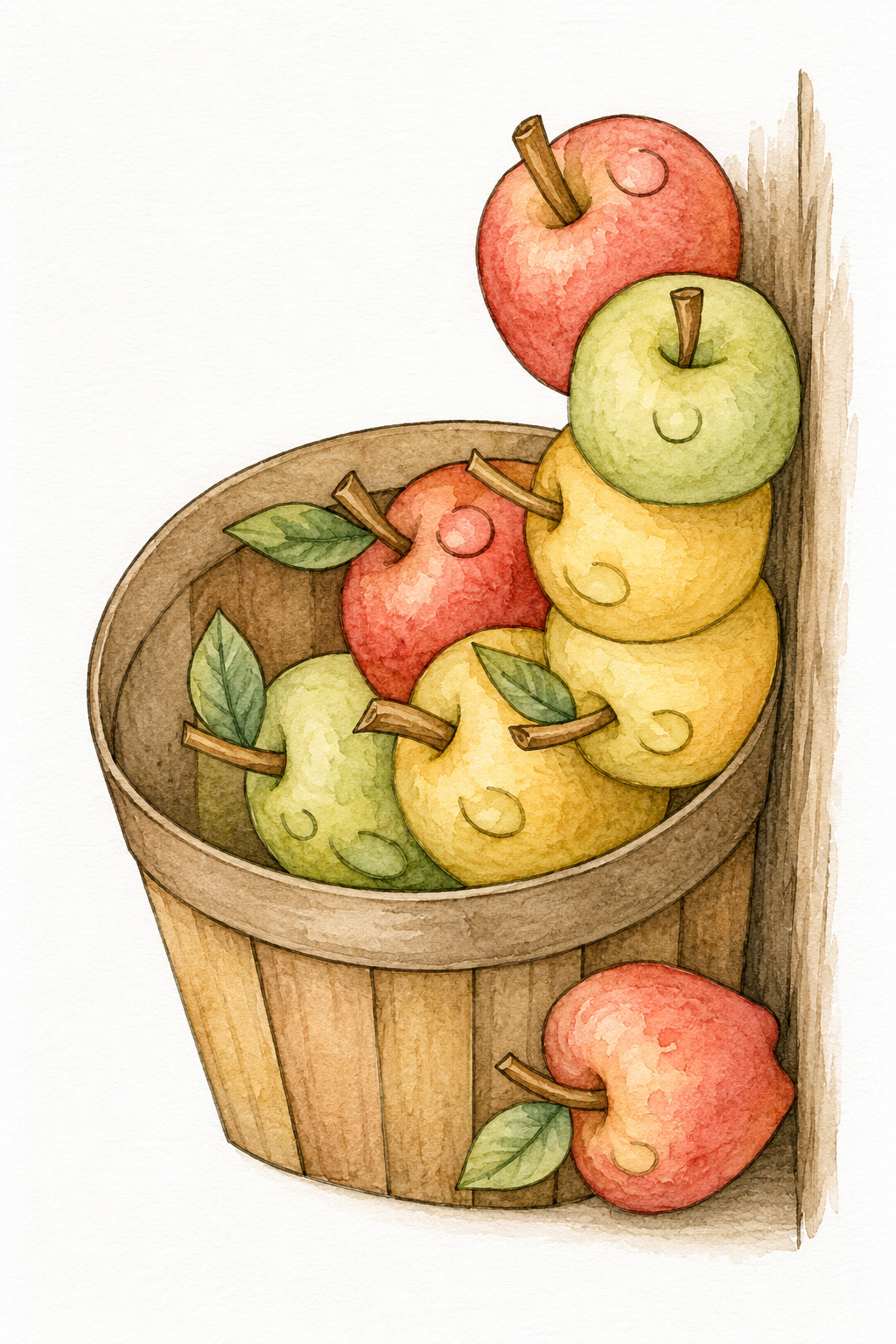 Apple Basket Gathering watercolor artwork example for color inspiration