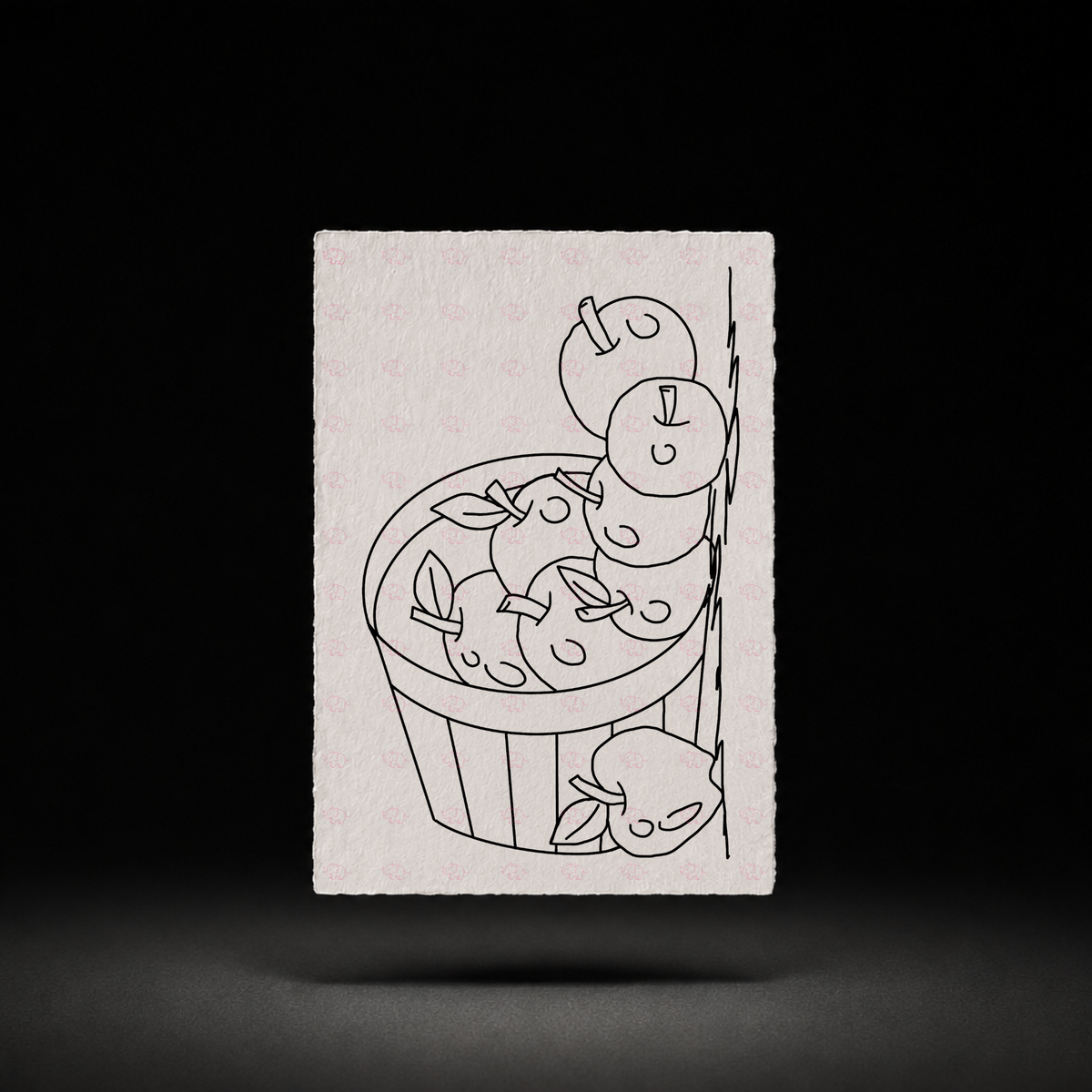Apple Basket Gathering line-art preview