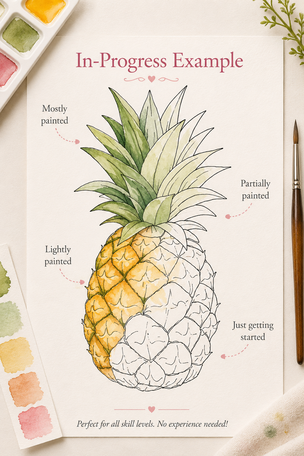 Size and paper details for the Blueberry Bloom Branch watercolor print