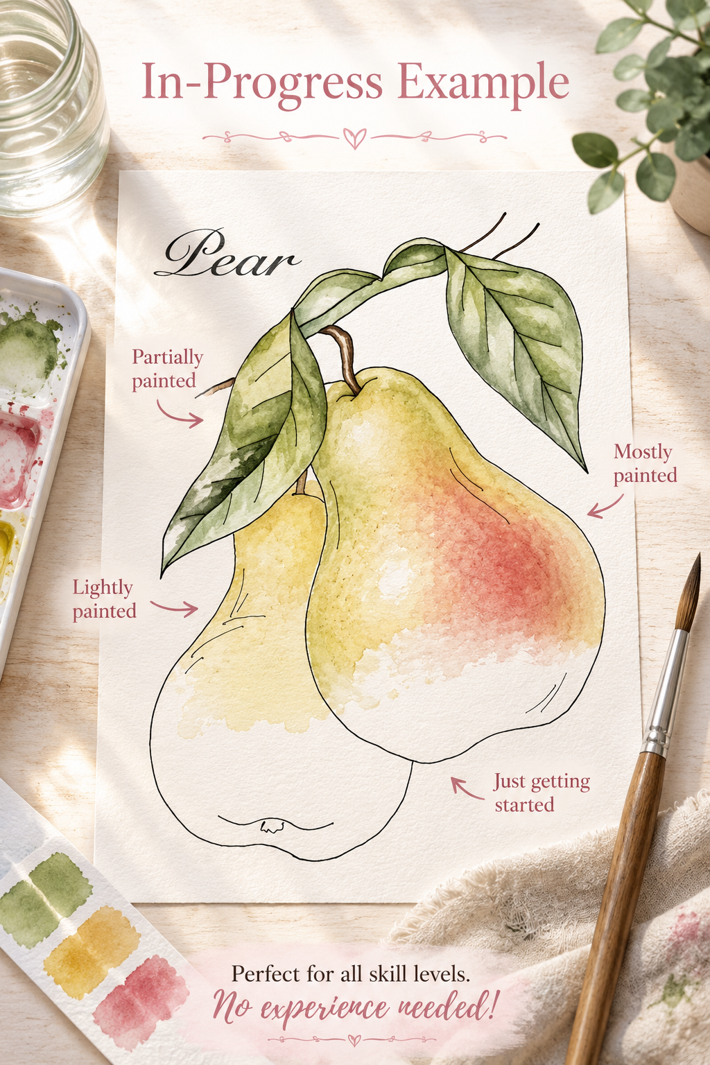 Size and paper details for the Peach Tree Haven watercolor print