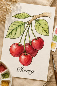 Vineyard Meadow Cluster Paint-Your-Own Watercolor Print | Fruit Orchard Grove