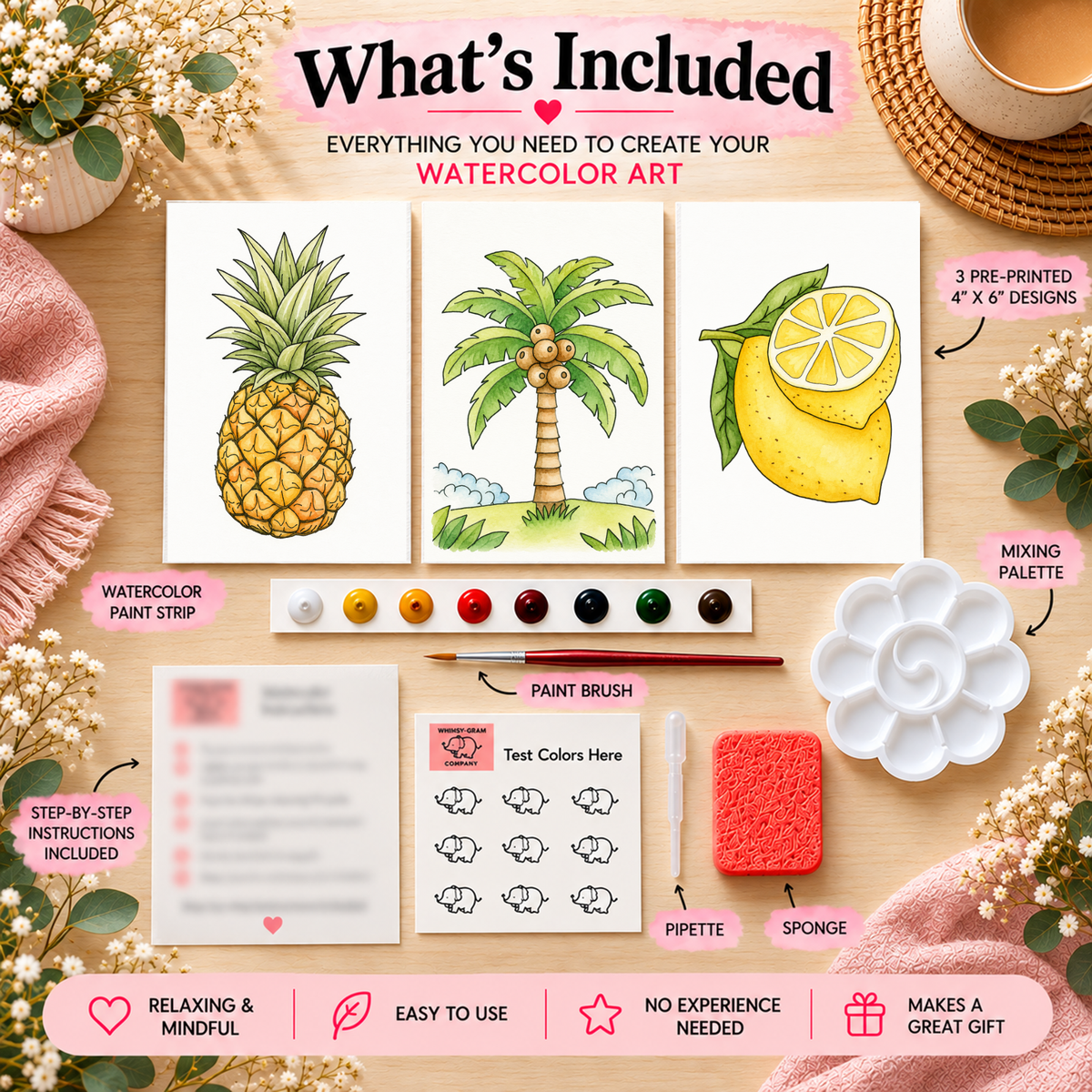 Lifestyle view of the Blooming Orchard Watercolor Trio Kit