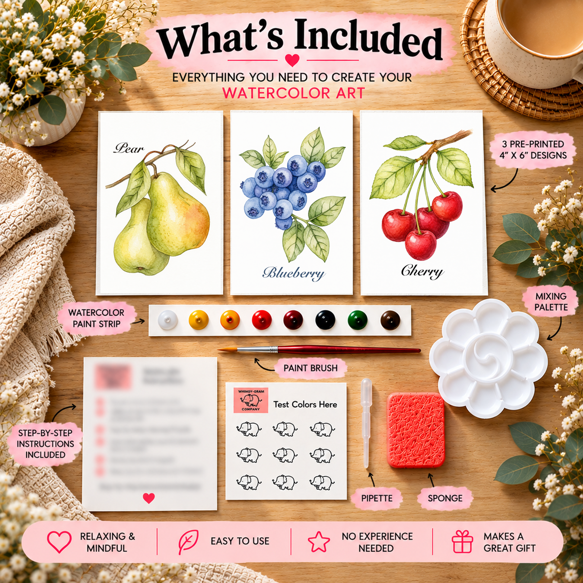 Lifestyle view of the Golden Grove Watercolor Trio Kit