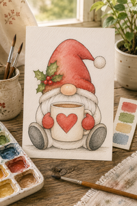 Cocoa Cuddle Paint-Your-Own Watercolor Print | Gnome Tidings