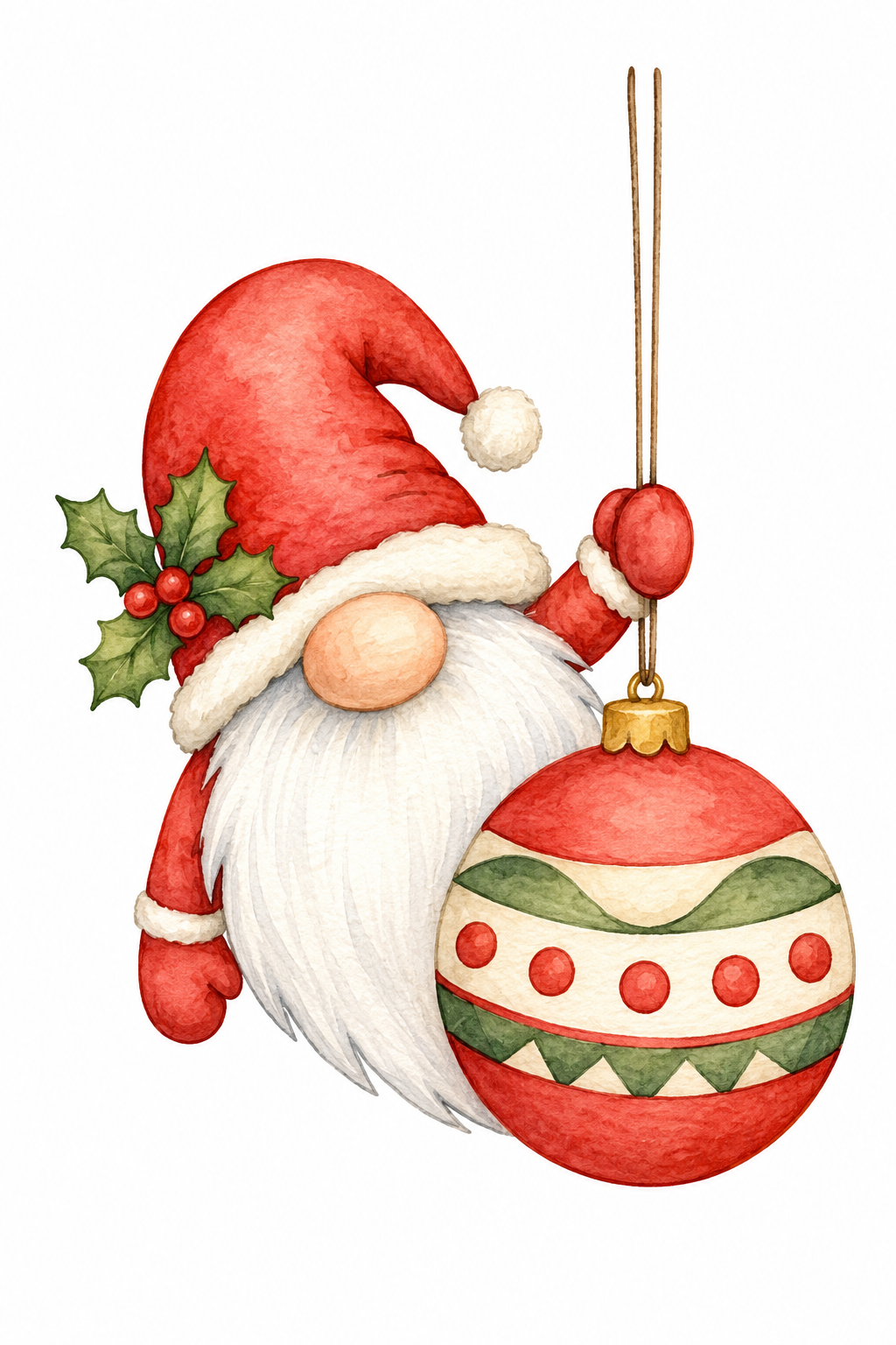 Merry Bauble full-color watercolor design