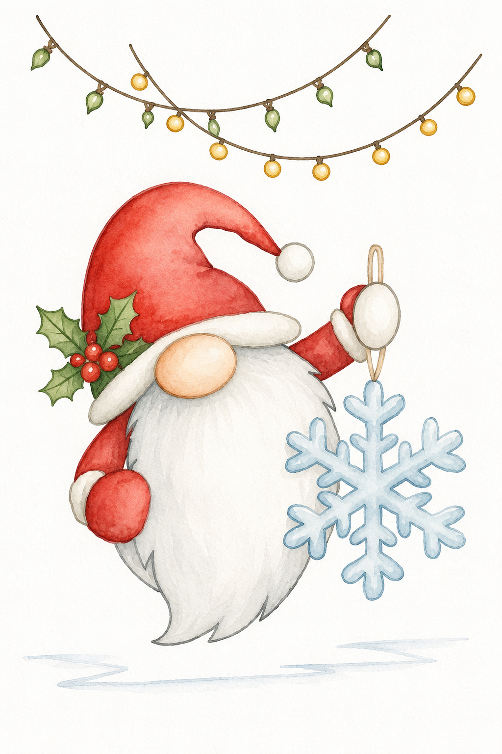 Snowflake Swing full-color watercolor design