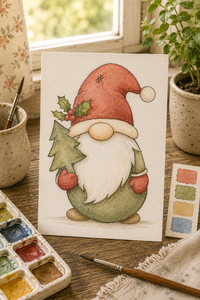 Evergreen Errand Paint-Your-Own Watercolor Print | Gnome Tidings