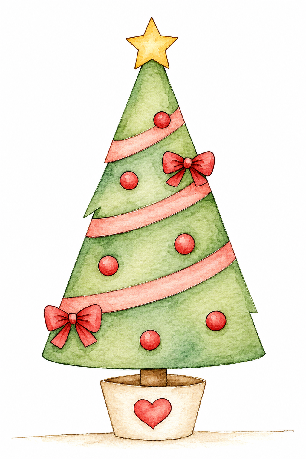 Ribbonheart Pine watercolor artwork, painted sample