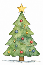 Starlight Spruce watercolor artwork, painted sample