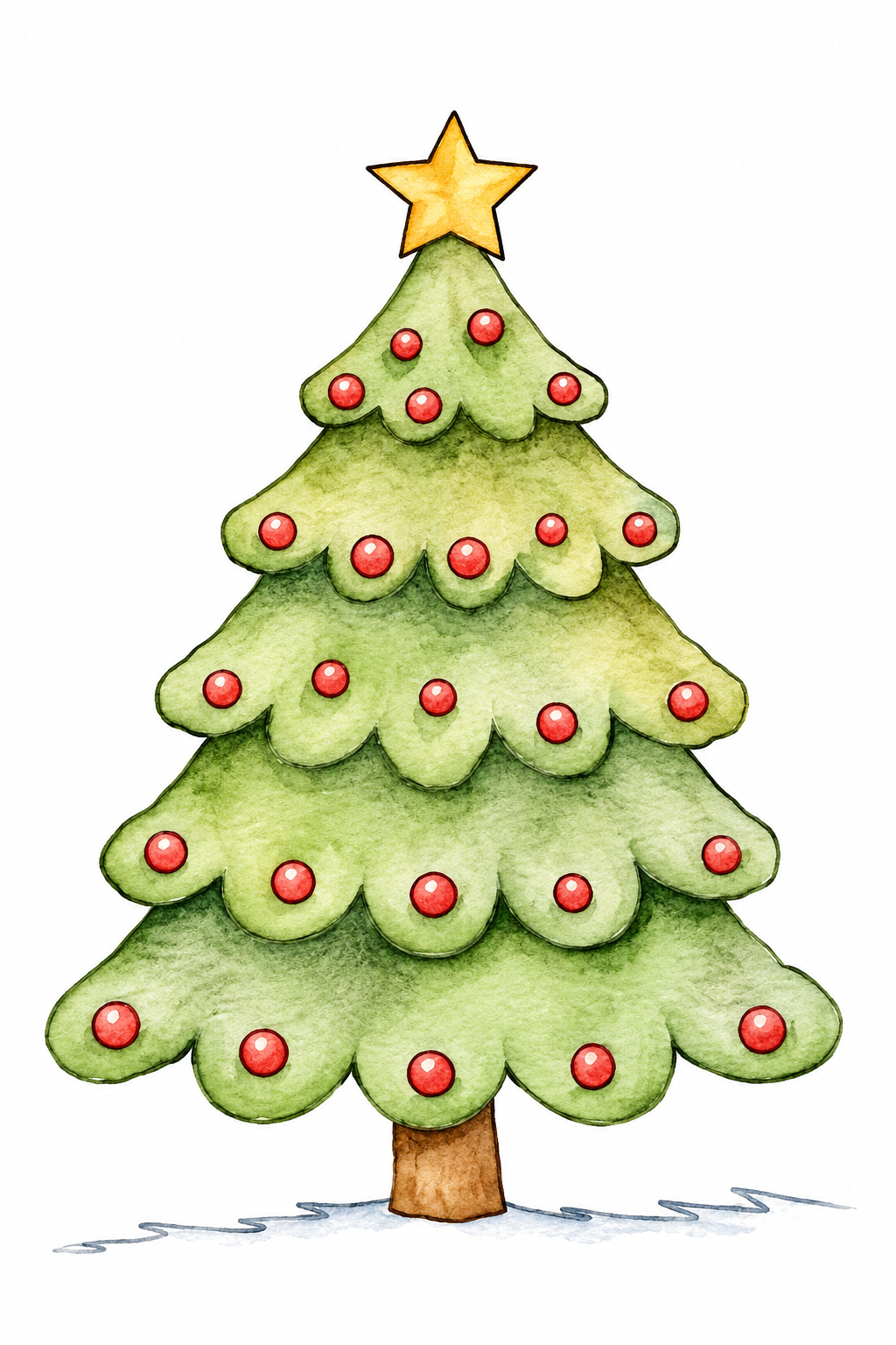 Berrybell Fir watercolor artwork, painted sample