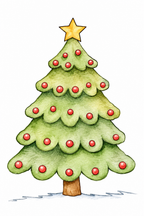 Berrybell Fir watercolor artwork, painted sample