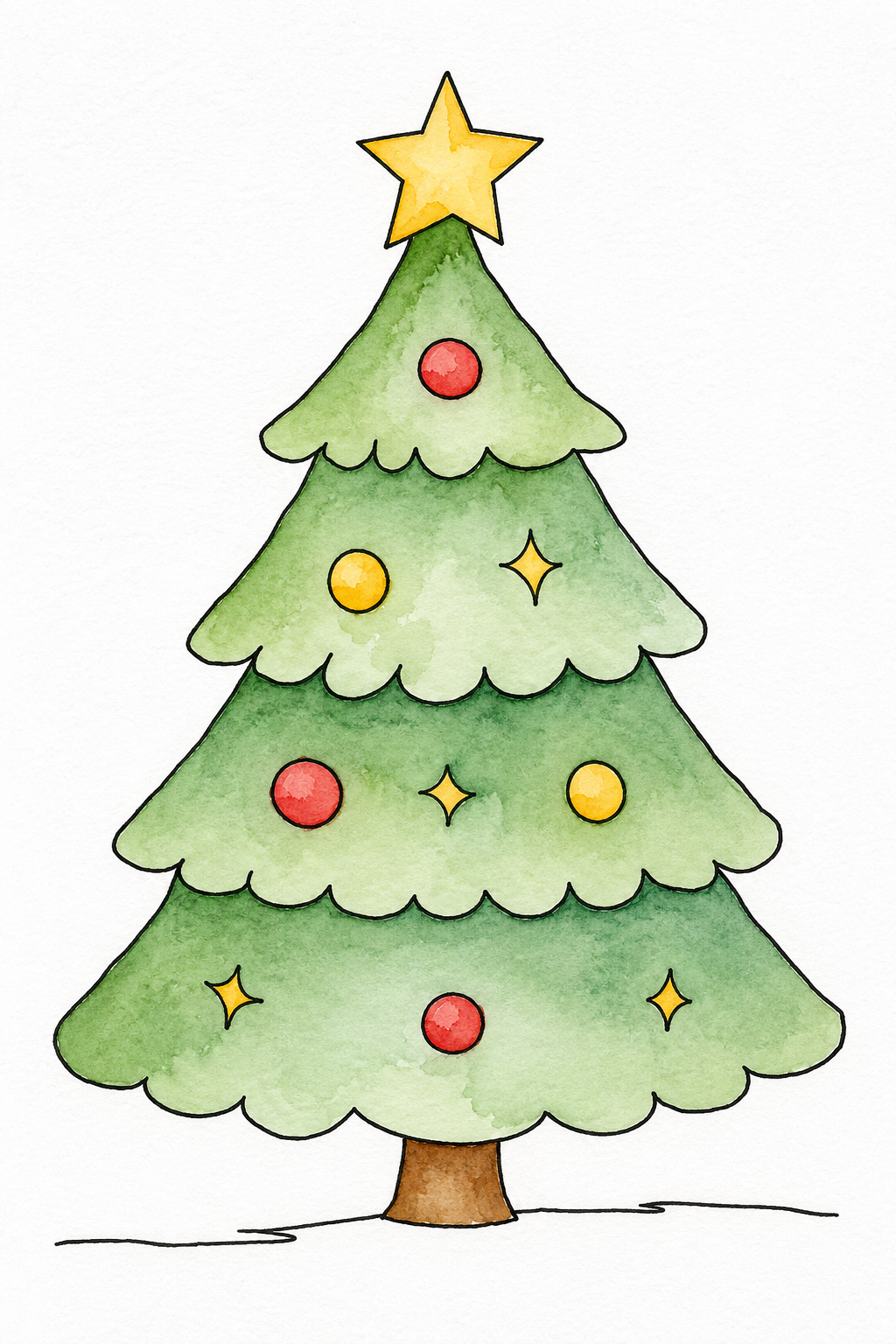 Twinklebranch Pine watercolor artwork, painted sample