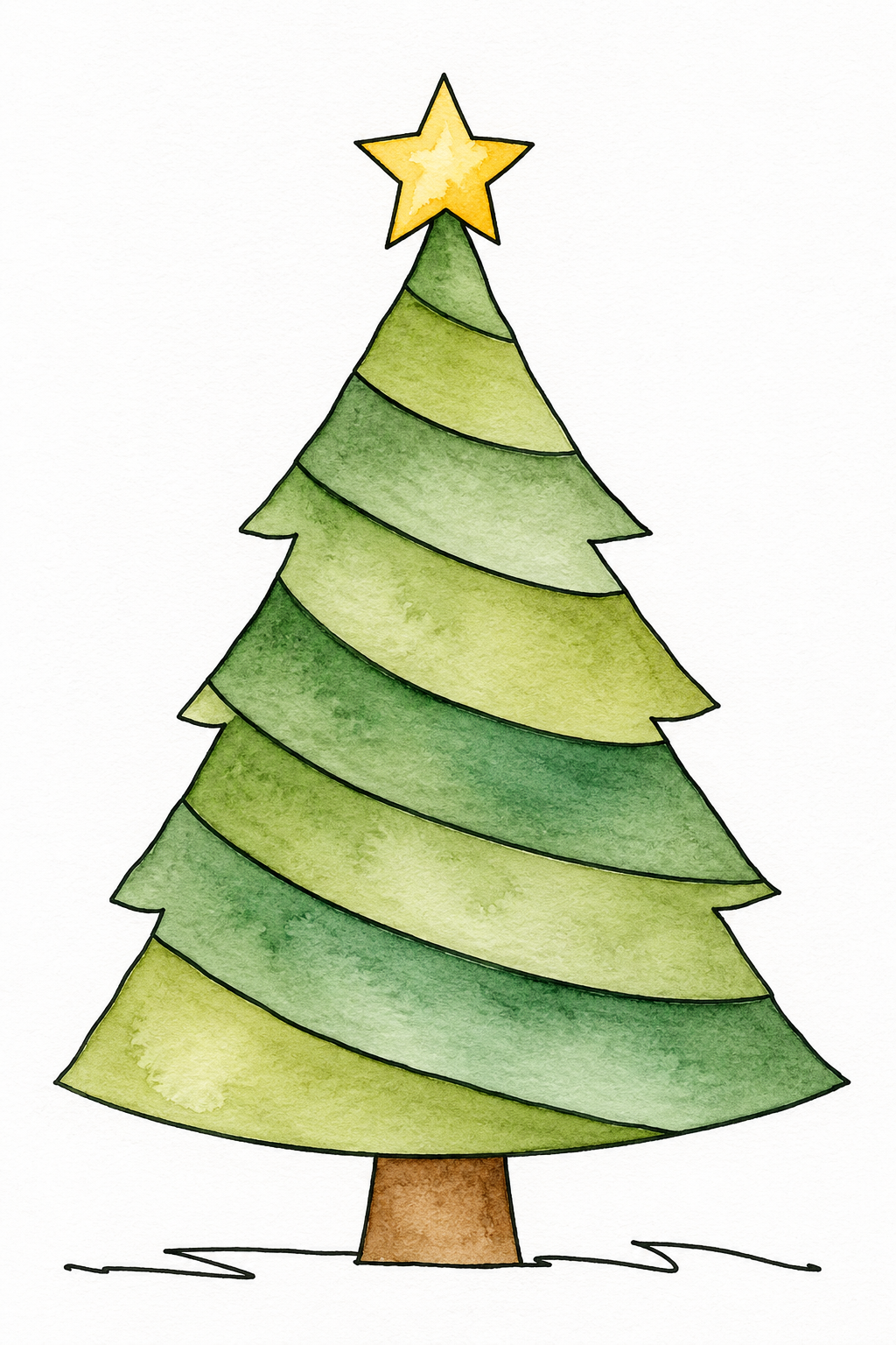 Evergreen Swirl watercolor artwork, painted sample