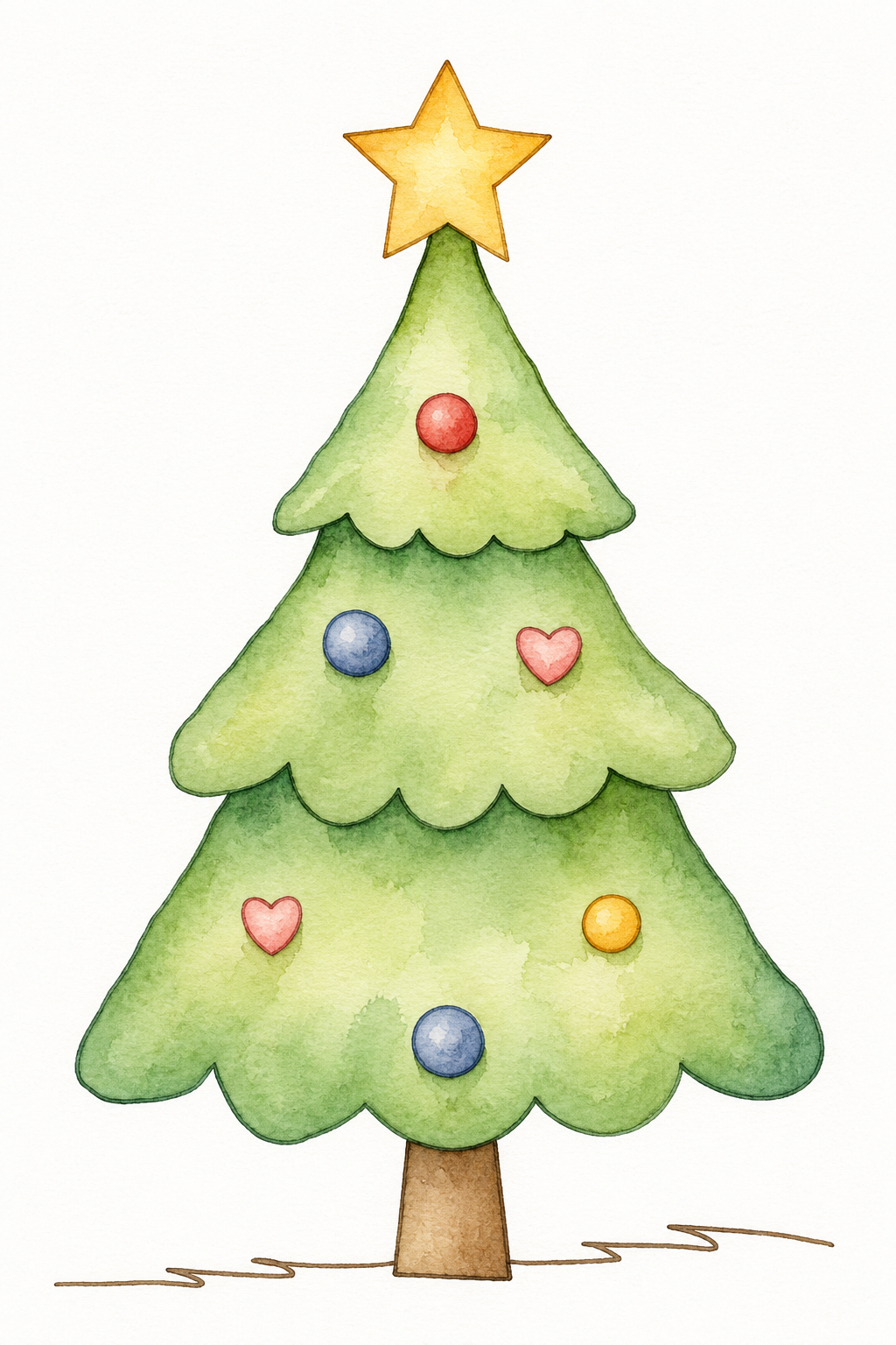 Heartglow Tree watercolor artwork, painted sample