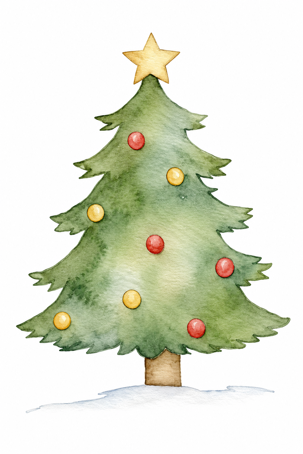 Snowkissed Pine watercolor artwork, painted sample
