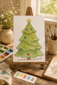 Merrybead Fir Paint-Your-Own Watercolor Print | Painted Pines