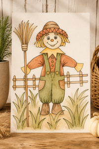 Meadow Basket Keeper Paint-Your-Own Watercolor Print | Scarecrow Hollow