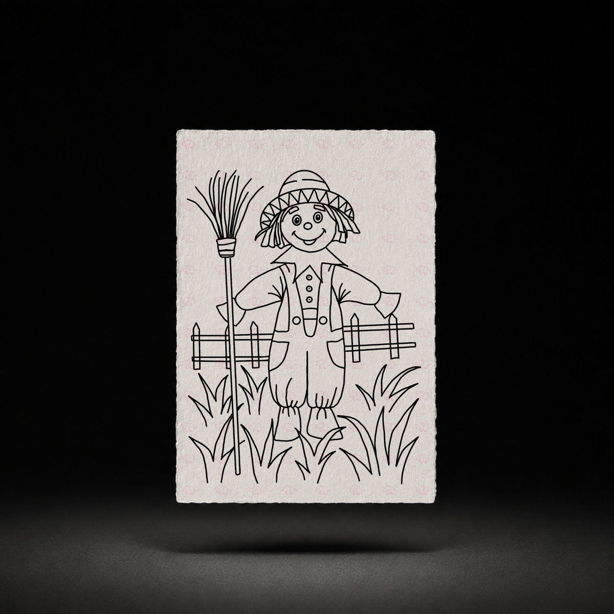 Line-art preview of Meadow Basket Keeper, ready to paint