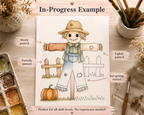 Size and paper details for the Pumpkin Fence Hollow watercolor print