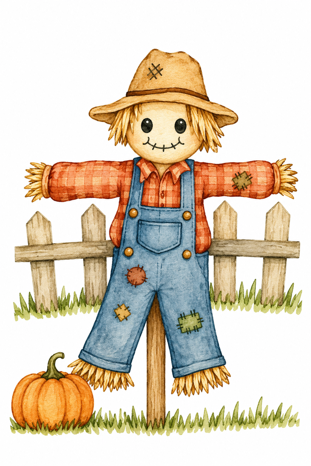Pumpkin Fence Hollow watercolor artwork example for color inspiration