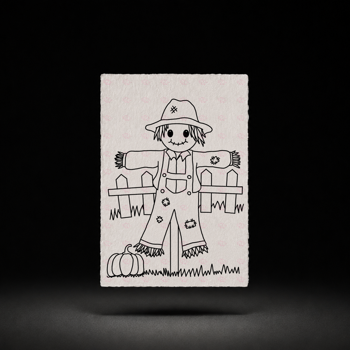 Line-art preview of Pumpkin Fence Hollow, ready to paint
