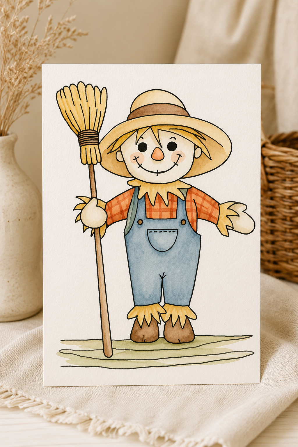 Lifestyle view of the Hayfield Whistle watercolor print