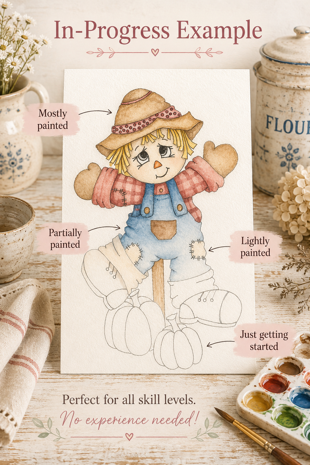 Size and paper details for the Pumpkin Path Wanderer watercolor print