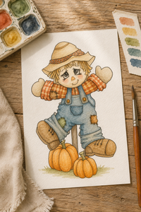 Pumpkin Path Wanderer Paint-Your-Own Watercolor Print | Scarecrow Hollow