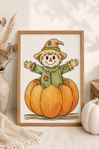 Lifestyle view of the Autumn Hearth Pumpkin watercolor print