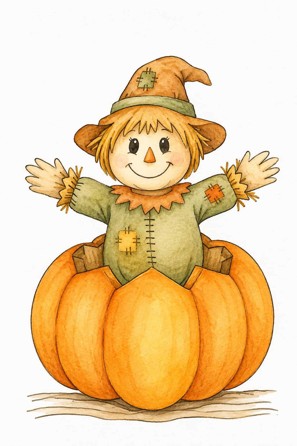 Autumn Hearth Pumpkin watercolor artwork example for color inspiration