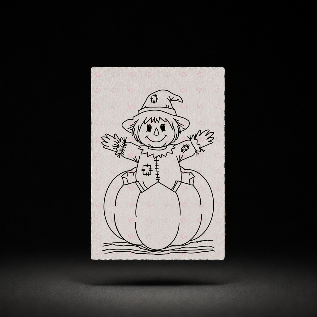 Line-art preview of Autumn Hearth Pumpkin, ready to paint