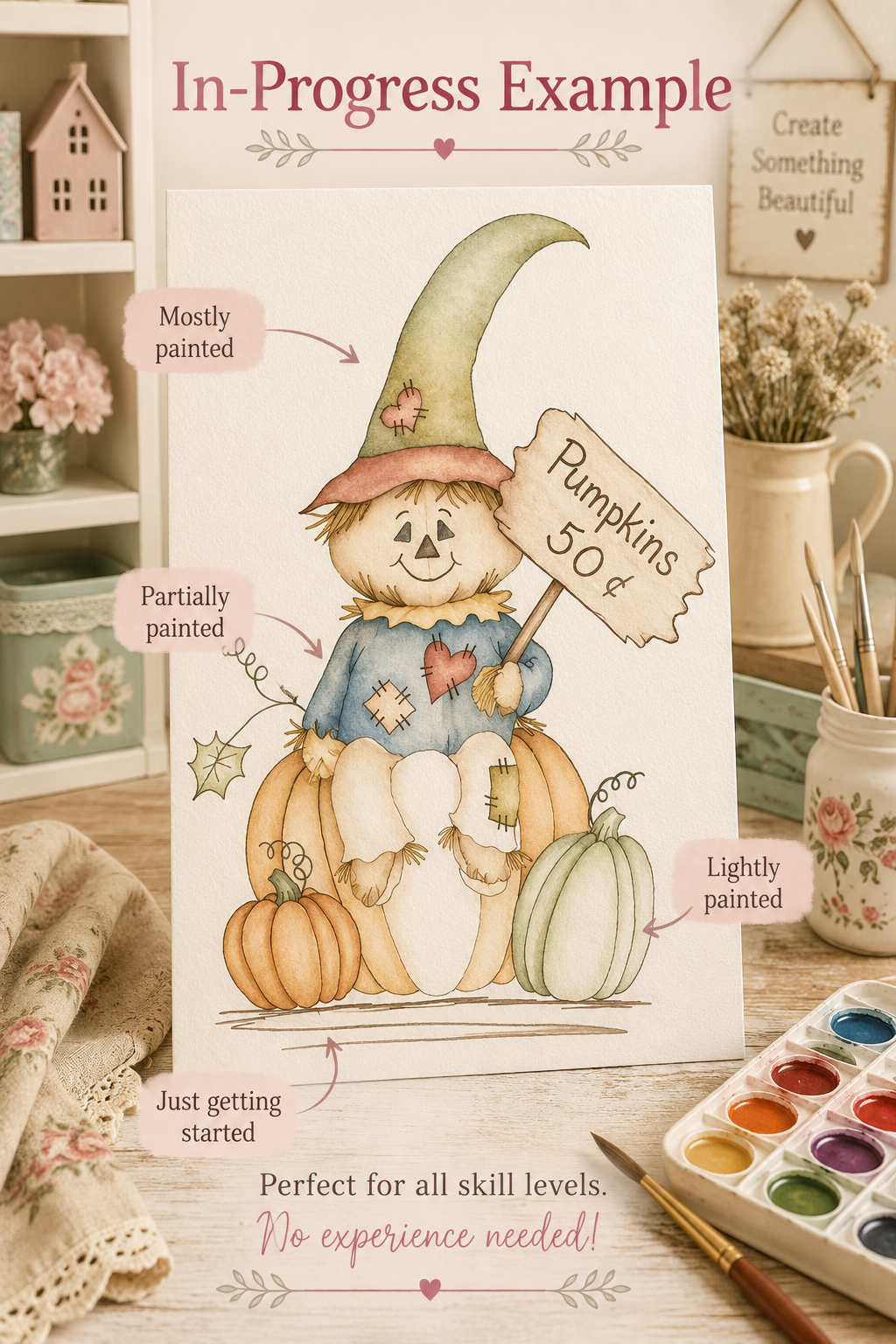 Size and paper details for the Pumpkin Patch Wishes watercolor print