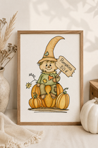 Lifestyle view of the Pumpkin Patch Wishes watercolor print