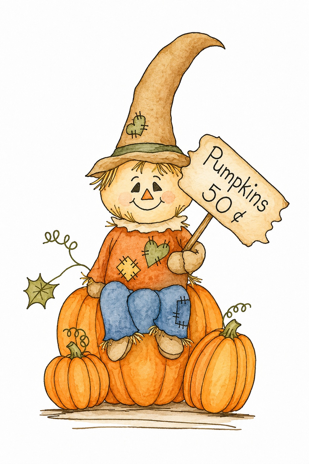 Pumpkin Patch Wishes watercolor artwork example for color inspiration