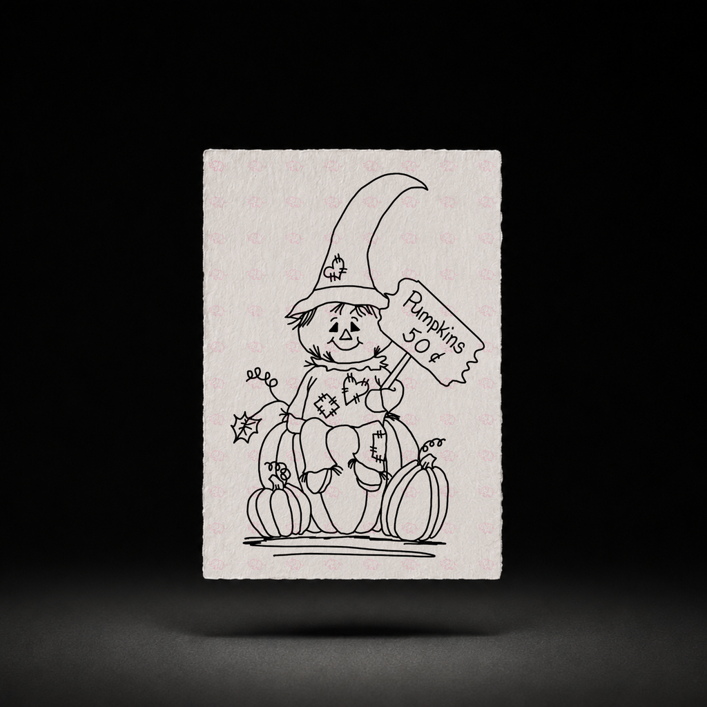 Line-art preview of Pumpkin Patch Wishes, ready to paint