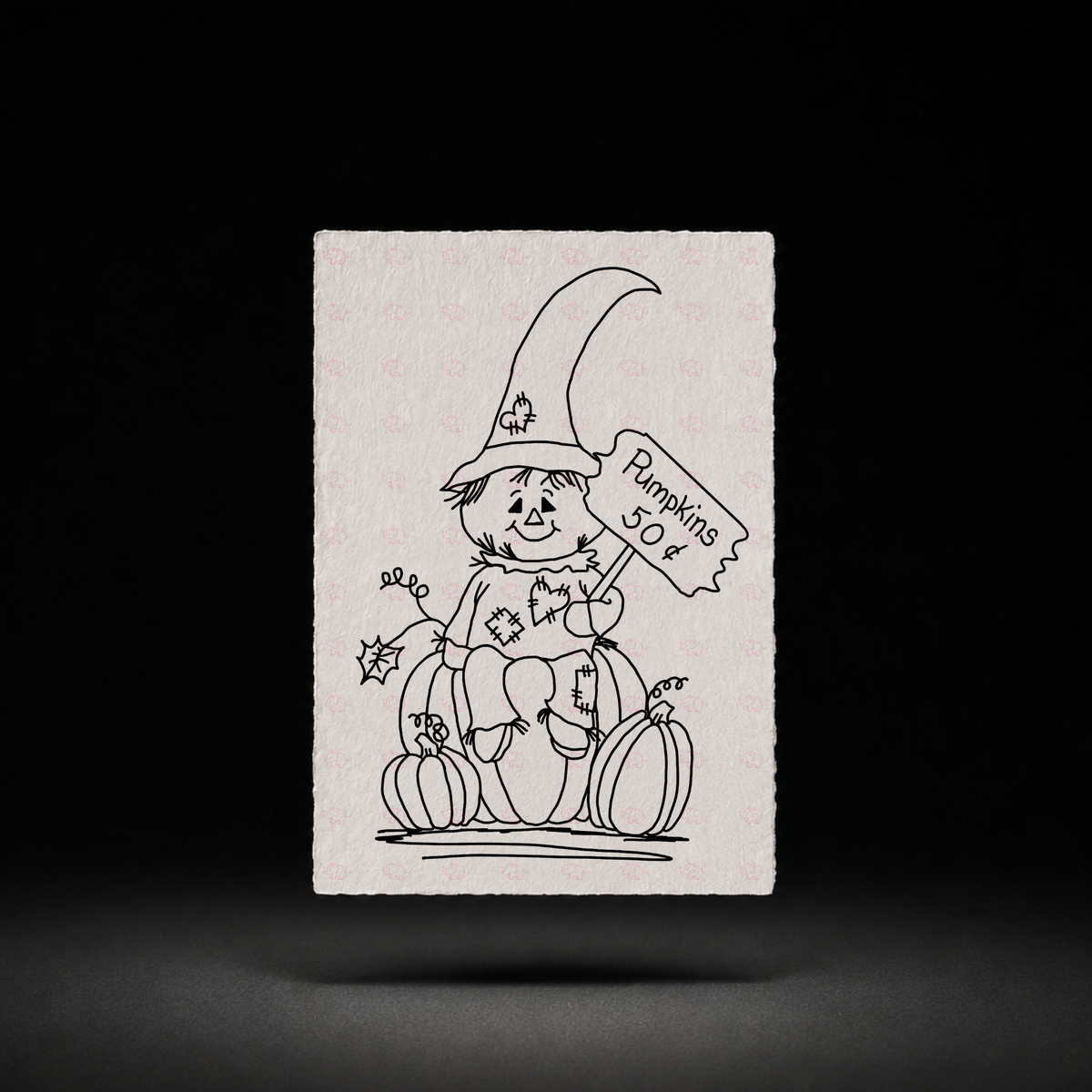 Line-art preview of Pumpkin Patch Wishes, ready to paint