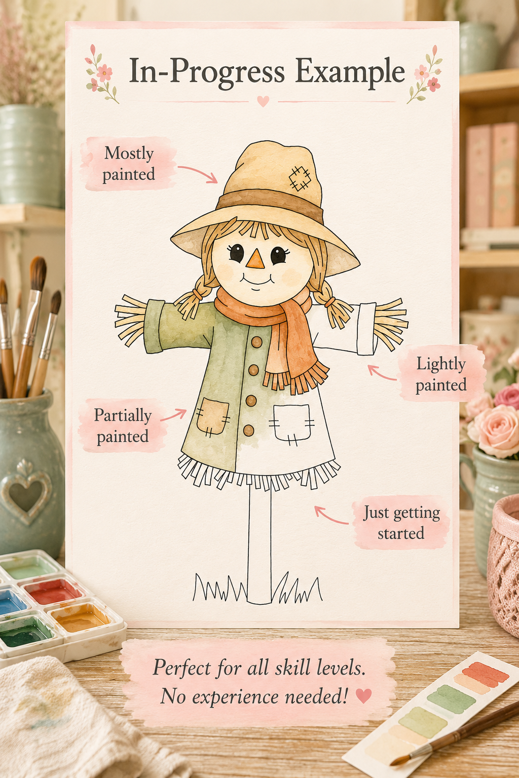 Size and paper details for the Cozy Meadow Watcher watercolor print