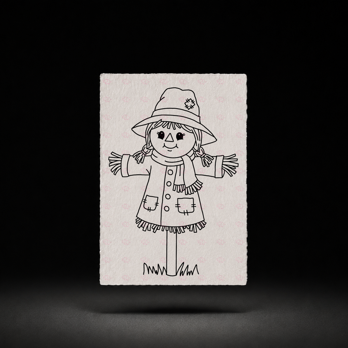 Line-art preview of Cozy Meadow Watcher, ready to paint