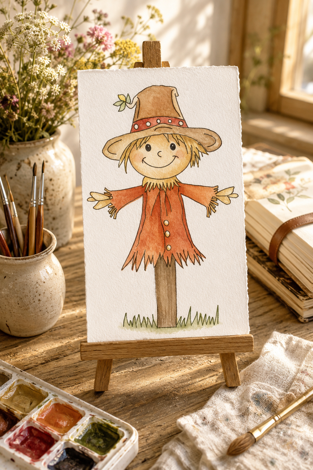Lifestyle view of the Whispering Harvest Post watercolor print