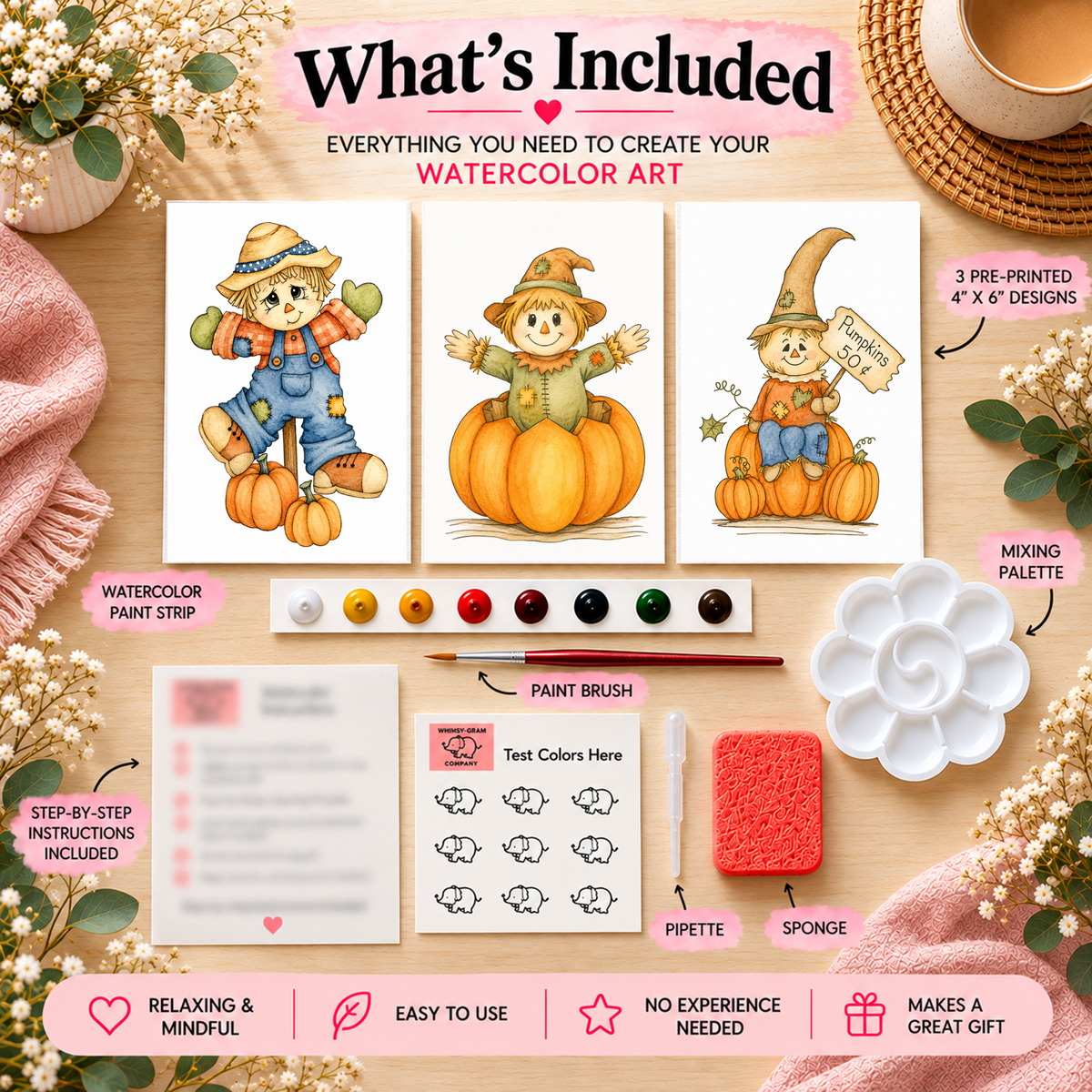 Lifestyle view of the Pumpkin Patch Wishes Watercolor Trio Kit