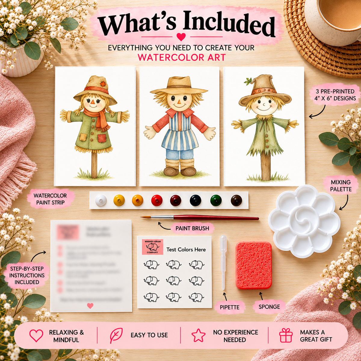 Lifestyle view of the Whispering Meadow Watercolor Trio Kit