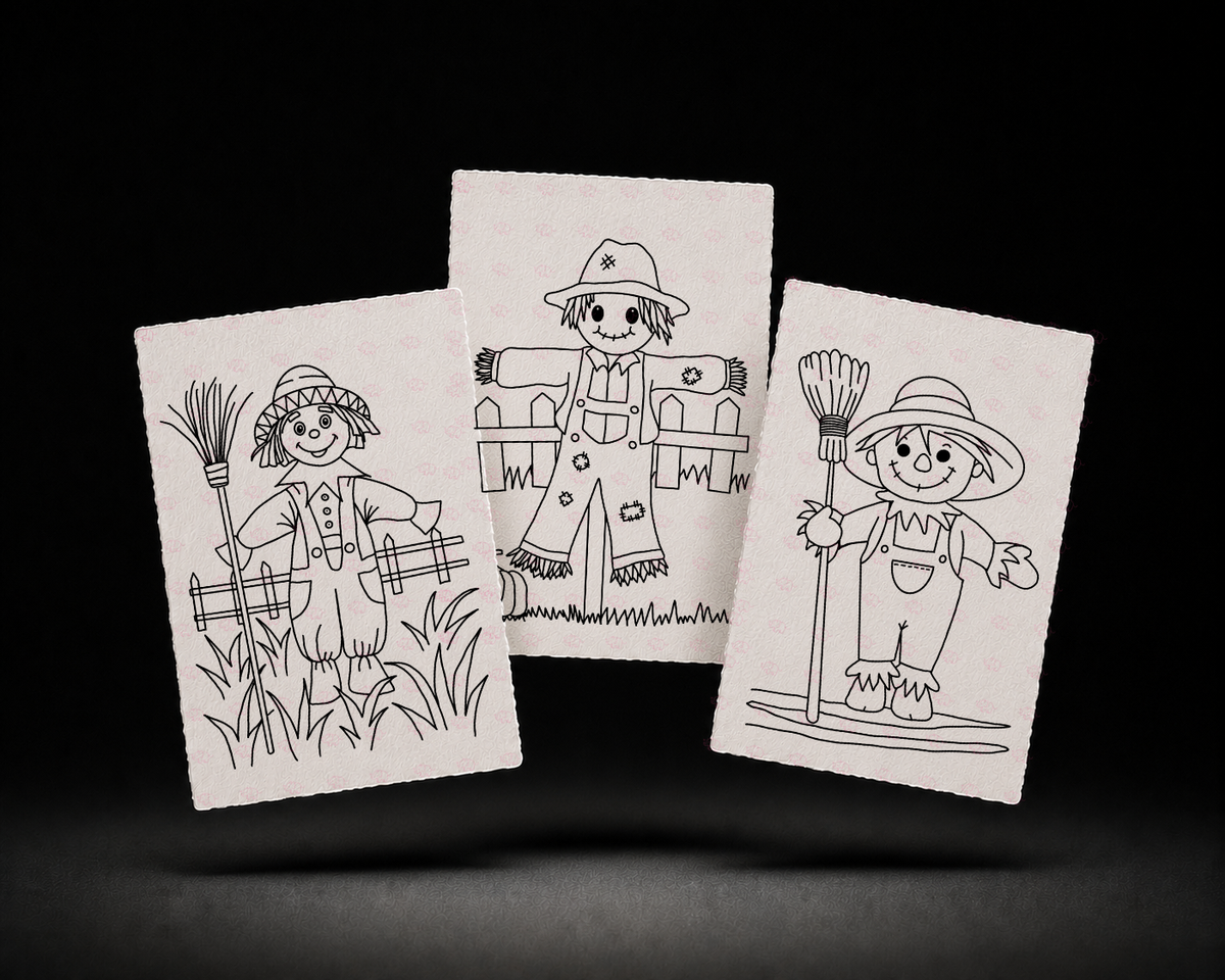 Line-art preview of the three Golden Field Keepers designs, ready to paint