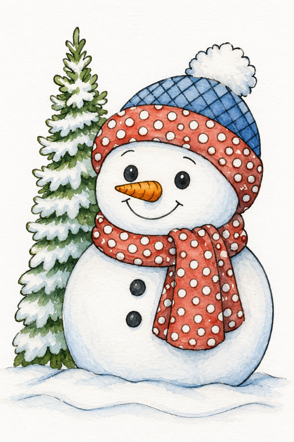 Pine Hollow Snowman watercolor design