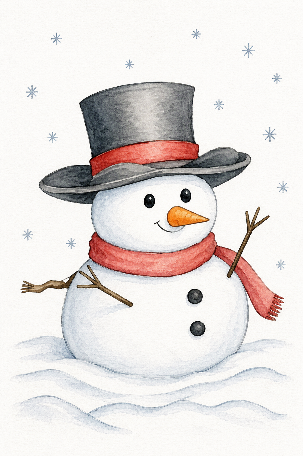 Velvet Topper Snowman watercolor design