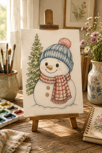 Winterberry Haven Paint-Your-Own Watercolor Print | Snowman