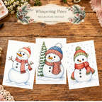 Whispering Pines watercolor trio kit featuring Pine Hollow Snowman, Snowfall Whisper and Cozy Scarf Hollow