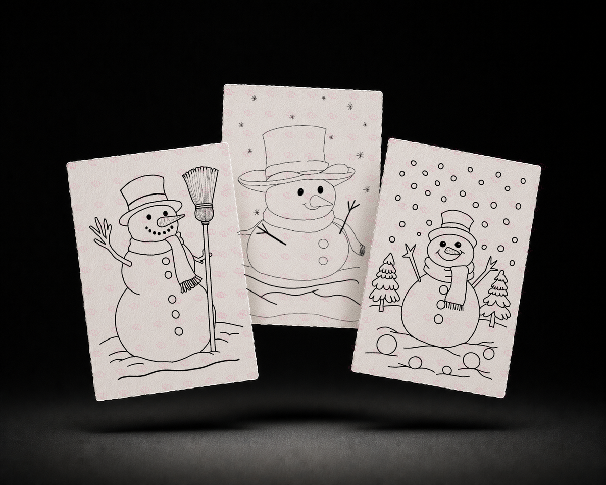 Hearthside Sweeper, Velvet Topper Snowman and Snowball Meadow line art preview