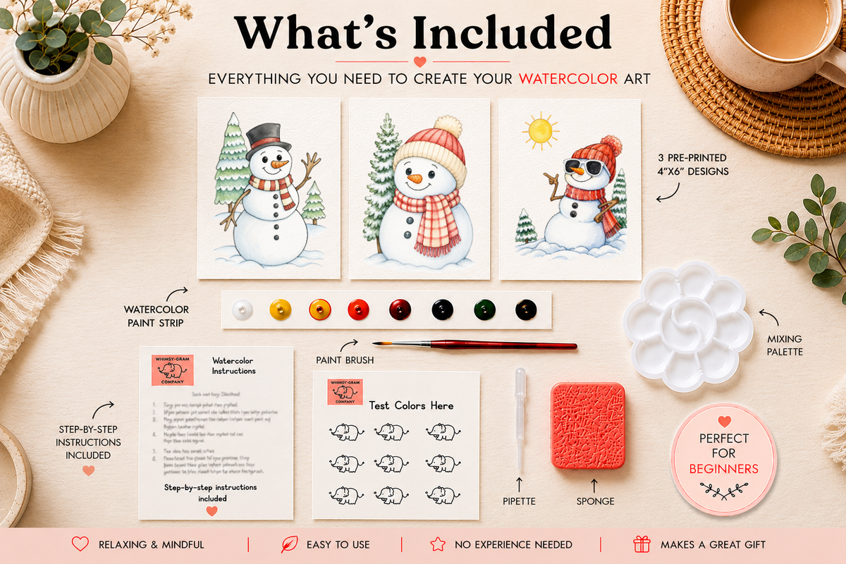 Evergreen Snowday watercolor trio kit lifestyle photo