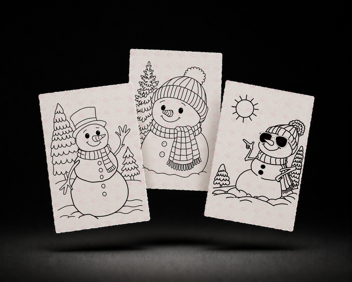 Evergreen Cheer, Winterberry Haven and Sunny Day Snowman line art preview